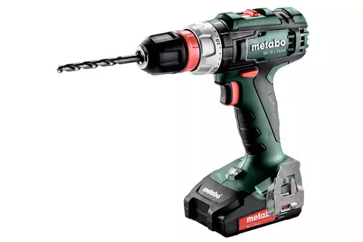 Дрель-шуруповерт Metabo BS 18 L Quick, аккумуляторный, 50 Н·м, 1800 об/мин, 18V, 2 А·ч, Li-Ion, два акб, быстрозажимной патрон, кейс, 1.6кг (602320500)