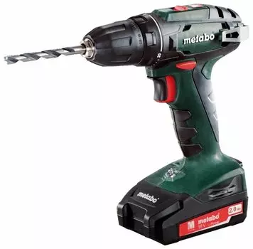 Дрель-шуруповерт Metabo BS 18 Set, аккумуляторный, 48 Н·м, 1600 об/мин, 18V, 2 А·ч, Li-Ion, два акб, быстрозажимной патрон, кейс, 1.3кг (602207880)