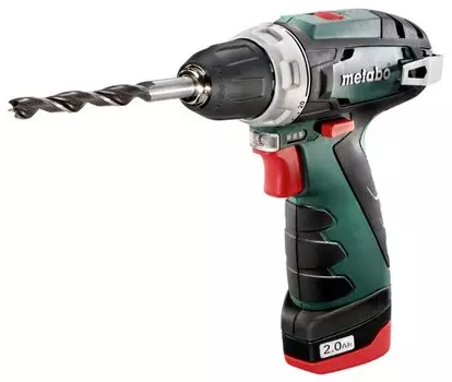 Дрель-шуруповерт Metabo PowerMaxx BS Basic SET, аккумуляторный, 34 Н·м, 1400 об/мин, 10.8V, 2 А·ч, Li-Ion, два акб, быстрозажимной патрон, кейс, 800г (600080880)