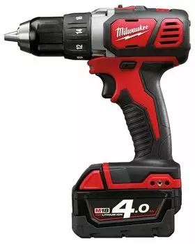 Дрель-шуруповерт Milwaukee M18 BDD-402C, аккумуляторный, 50 Н·м, 1800 об/мин, 18V, 4 А·ч, Li-Ion, два акб, быстрозажимной патрон, кейс, 1.8кг (4933443565)
