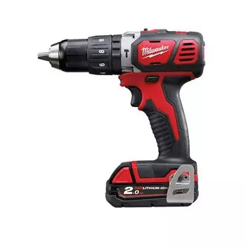 Дрель-шуруповерт Milwaukee M18 BPD-202C, аккумуляторный, 50 Н·м, 1800 об/мин, 18V, 2 А·ч, Li-Ion, два акб, быстрозажимной патрон, кейс, 1.9кг (4933443515)