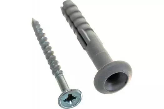 Дюбель-гвоздь 6 мм x 4 см, полипропилен, с грибовидным бортиком, саморез, серый, 50 шт., коробка, Tech-Krep (112709)