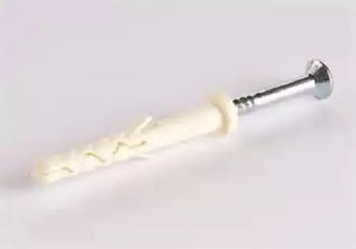 Дюбель-гвоздь 6мм x 80мм, полиамид / оцинкованная сталь, с цилиндрическим бортиком, саморез, белый, 1шт., SORMAT