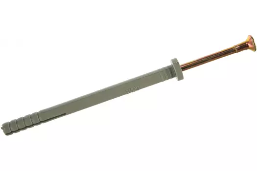 Дюбель-гвоздь 6мм x 80мм, полипропилен, с цилиндрическим бортиком, саморез, серый, 5шт., ЗУБР (4-301366-06-080)