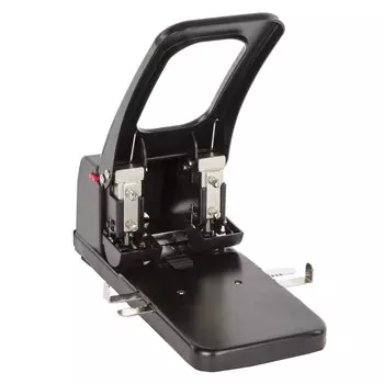 Дырокол 100 листов, 2 отверстия 6мм, линейка, черный, BRAUBERG Heavy Duty (226869)