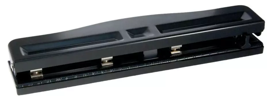 Дырокол 12 листов, 4 отверстия, черный, Silwerhof 392035-02 (392035-02)