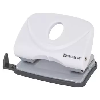Дырокол 20 листов, 2 отверстия 6мм, линейка, белый, BRAUBERG Original (227787)
