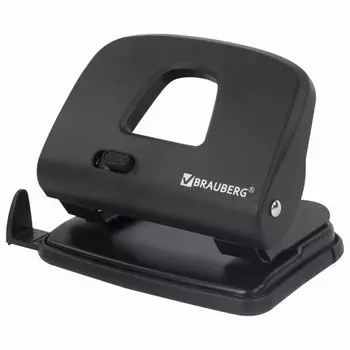 Дырокол 20 листов, 2 отверстия 6мм, линейка, черный, BRAUBERG SX-20 (229694)