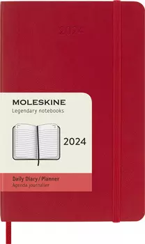 Ежедневник датированный 90x140мм Moleskine Classic Soft Pocket, в линейку, 400 листов красный (DSF212DC2)