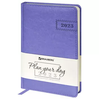 Ежедневник датированный A5 BRAUBERG Imperial, в линейку, 168 листов фиолетовый (114037)