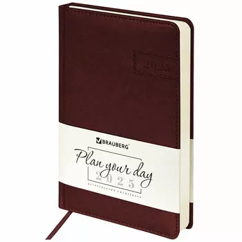 Ежедневник датированный A5 BRAUBERG Imperial, в линейку, 168 листов коричневый (115786)