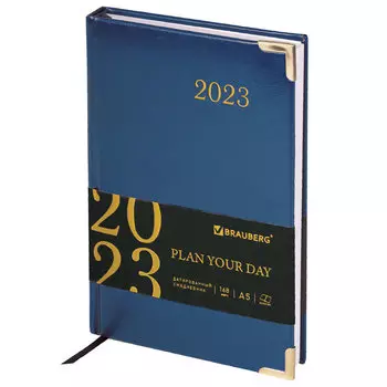 Ежедневник датированный A5 BRAUBERG Senator, в линейку, 168 листов синий (114063)