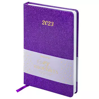 Ежедневник датированный A5 BRAUBERG Sparkle, в линейку, 168 листов фиолетовый (114112)