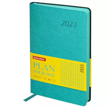 Ежедневник датированный A5 BRAUBERG Stylish, в линейку, 168 листов бирюзовый (114071)