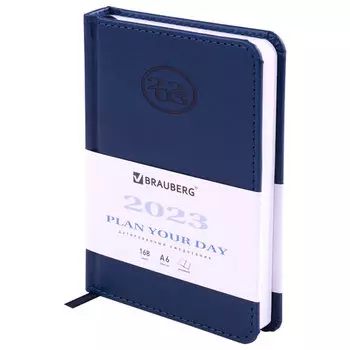 Ежедневник датированный A6 BRAUBERG Favorite, в линейку, 168 листов темно-синий (113916)