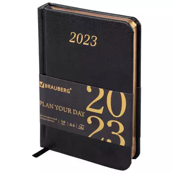 Ежедневник датированный A6 BRAUBERG Iguana, в линейку, 168 листов черный (113920)