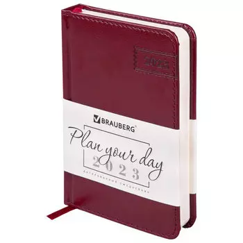 Ежедневник датированный A6 BRAUBERG Imperial, в линейку, 168 листов бордовый (113922)