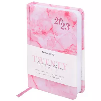 Ежедневник датированный A6 BRAUBERG Marble, в линейку, 168 листов розовый (113917)