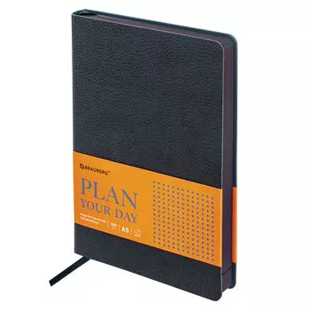 Ежедневник недатированный A5 BRAUBERG Stylish, в линейку, 160 листов синий (126223)