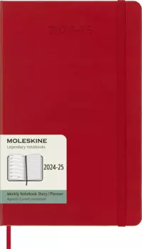 Еженедельник датированный 130х210мм Moleskine Academic Large WKNT, в линейку, 208 листов красный (DHF218WN3)
