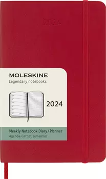 Еженедельник датированный 90x140мм Moleskine Classic Soft WKNT Pocket, в линейку, 144 листов красный (DSF212WN2)