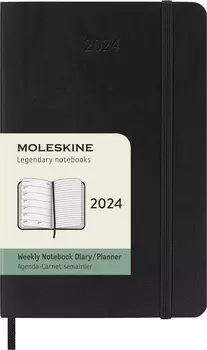 Еженедельник датированный 90x140мм Moleskine Classic Soft WKNT Pocket, в линейку, 144 листов черный (DSB12WN2)