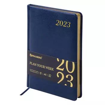 Еженедельник датированный A5 BRAUBERG Iguana, в линейку, 64 листов синий (113949)