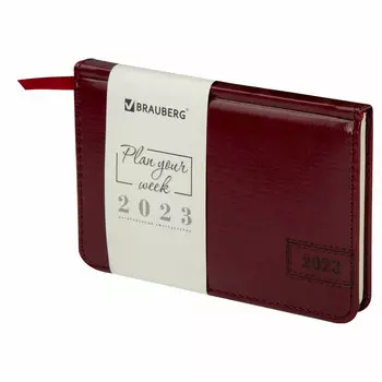 Еженедельник датированный A6 BRAUBERG Imperial, в линейку, 64 листов бордовый (113966)