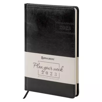 Еженедельник датированный BRAUBERG Imperial, в линейку, 64 листов черный (113952)