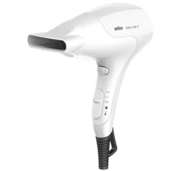 Фен Braun HD180Е 1.8 кВт, режимов: 2, насадок: 1, концентратор, белый (BRHD180E)