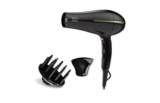Фен Ga.Ma BORA GOLD - DW 2.2 кВт, режимов: 3, насадок: 2, черный (GH0825)
