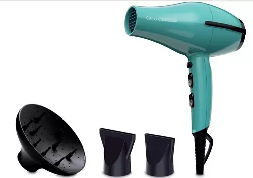 Фен Ga.Ma TEMPO COMPACT AQUA THERAPY 2.2 кВт, режимов: 3, насадок: 3, бирюзовый (GH3405)