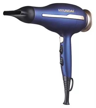 Фен Hyundai H-HDI0758 2.4 кВт, режимов: 3, насадок: 1, ионизация, синий