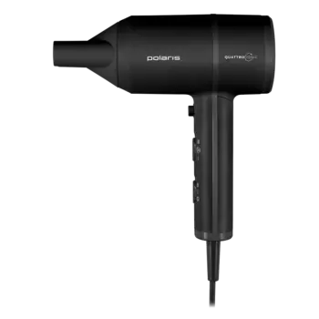 Фен Polaris PHD 2044Ti Quattro Ionic 1.9 кВт, режимов: 3, насадок: 2, 2 концентратора, черный (PHD2044Ti)