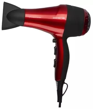 Фен Polaris PHD 2077I 2000Вт, 3 режима, 1 насадка, красный/черный (PHD 2077I)
