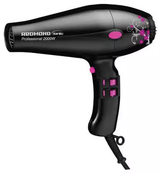 Фен Redmond RF-505 2000Вт, 3 режима, 3 насадки, 2 концентратора, черный/розовый ( RF-505)