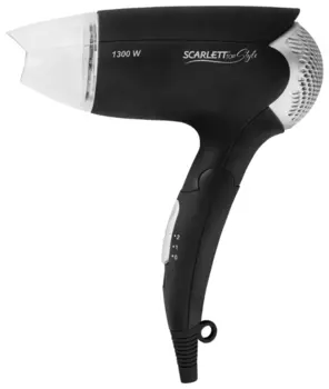 Фен Scarlett Top Style SC-HD70IT02 1300Вт, 4 режима, 1 насадка, турмалиновое покрытие внутренних элементов фена, турмалиновая ионизация, черный (SC - HD70IT02)