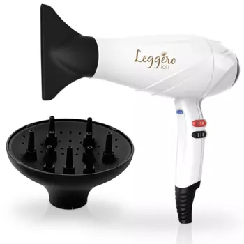 Фен-щетка Ga.Ma Leggero Ion 2.4 кВт, режимов: 3, насадок: 3, белый/черный (GH2002)