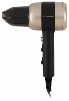 Фен Starwind SHD 7072 1.8 кВт, режимов: 3, насадок: 1, черный/золотистый
