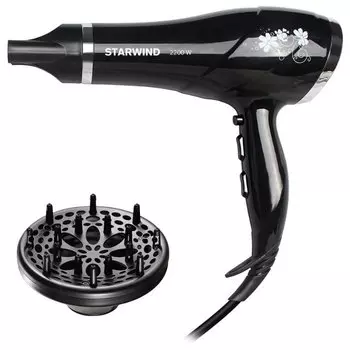 Фен Starwind SHP5816 2200Вт, 6 режимов, петля для подвешивания, черный (SHP5816)