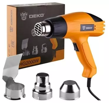 Фен строительный DEKO HG2000W, сетевой, 2 кВт, от 350°C, до 500°C (16504542)