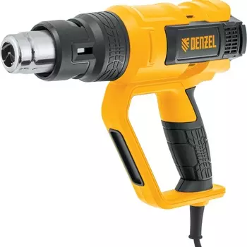 Фен строительный Denzel HG-2000E, сетевой, 2000Вт, от 50°C, до 650°C, до 500 л/м, кейс (28007)