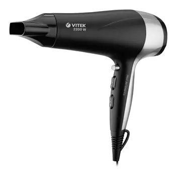Фен Vitek VT-1326 2.2 кВт, режимов: 2, насадок: 1, черный/серебристый