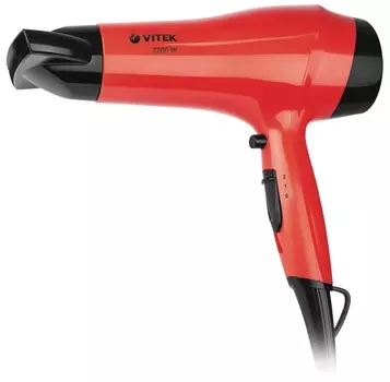 Фен Vitek VT-8227 2200Вт, 3 режима, 1 насадка, красный/черный (05.01.00.02.000042)