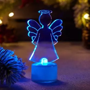 Фигура светодиодная Neon-Night Ангел 2D, высота: 8 см, батарейки в комплекте, цвет подсветки: RGB, питание: 3xLR44, пластик (501-044)