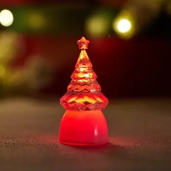 Фигура светодиодная Neon-Night Ёлочка Кристалл, высота: 8.5 см, батарейки в комплекте, цвет подсветки: RGB, питание: 3xLR44, пластик (501-051)