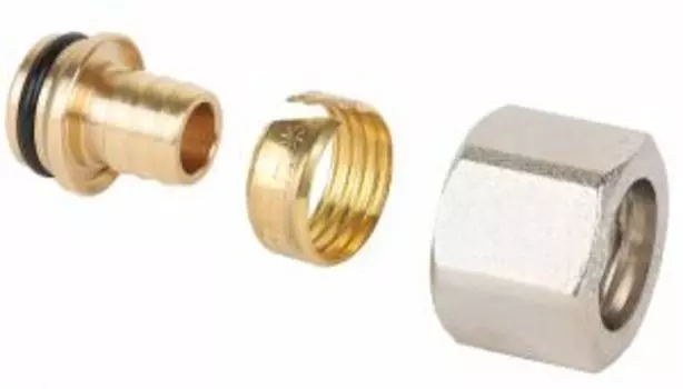 Фитинг обжимной для полиэтиленовой и металполимерной трубы 16х2,2х1/2"; под евроконус, НС-1295497