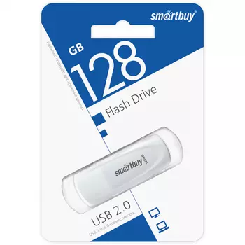 Флешка 128Gb USB 2.0 SmartBuy Scout SB128GB2SCW, белый (SB128GB2SCW)