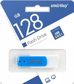 Флешка 128Gb USB 3.0 SmartBuy Diamond, белый/синий (SB128GBDB-3)