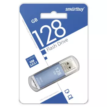 Флешка 128Gb USB 3.0 SmartBuy V-Cut SB128GBVC-B3, голубой (SB128GBVC-B3)